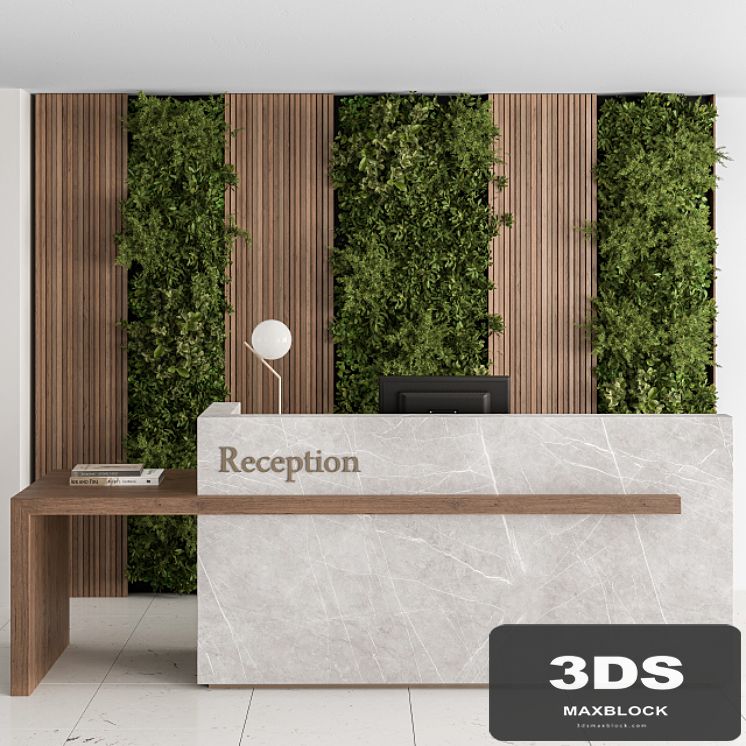 Reception Desk and Wall Decor with vertical Garden - Office Set 238
