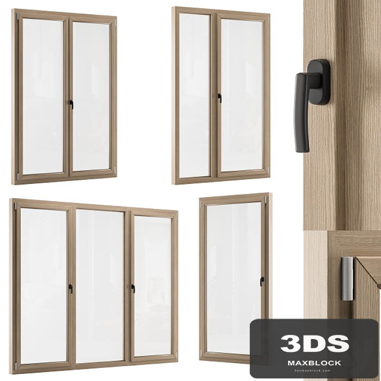 Wooden Window Modern - Windows Set 01