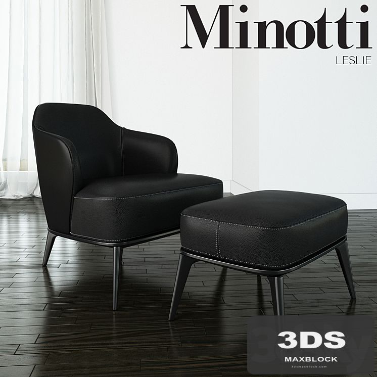 Minotti - Leslie armchair with ottoman leather