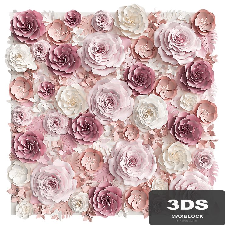 A wall of paper flowers. Photo background