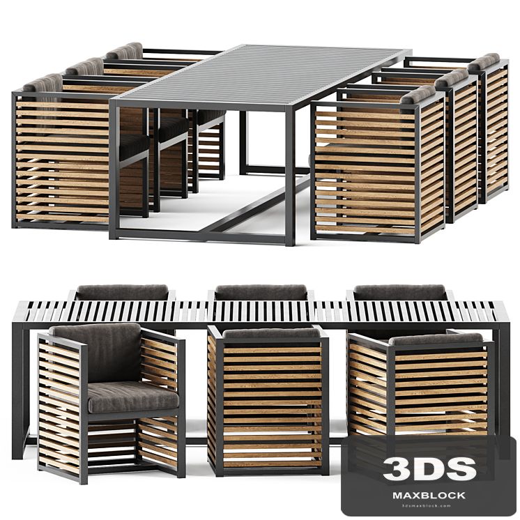 Outdoor Table and Armchair Dna teak by Gandia Blasco / Outdoor furniture