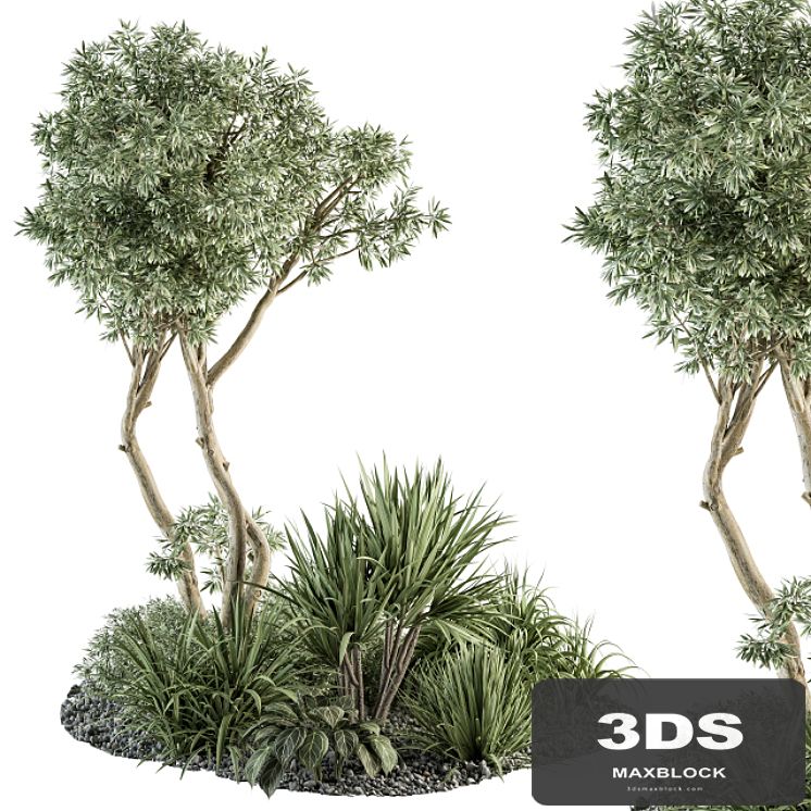 Needle tree and Bush - Outdoor Garden Set 305