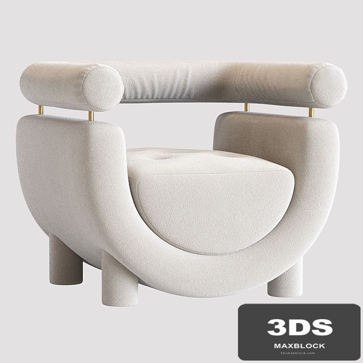 Mel Armchair Wood Brass Beige Jacquard Velvet Pearl Cotton Linen Bouclé Fabric