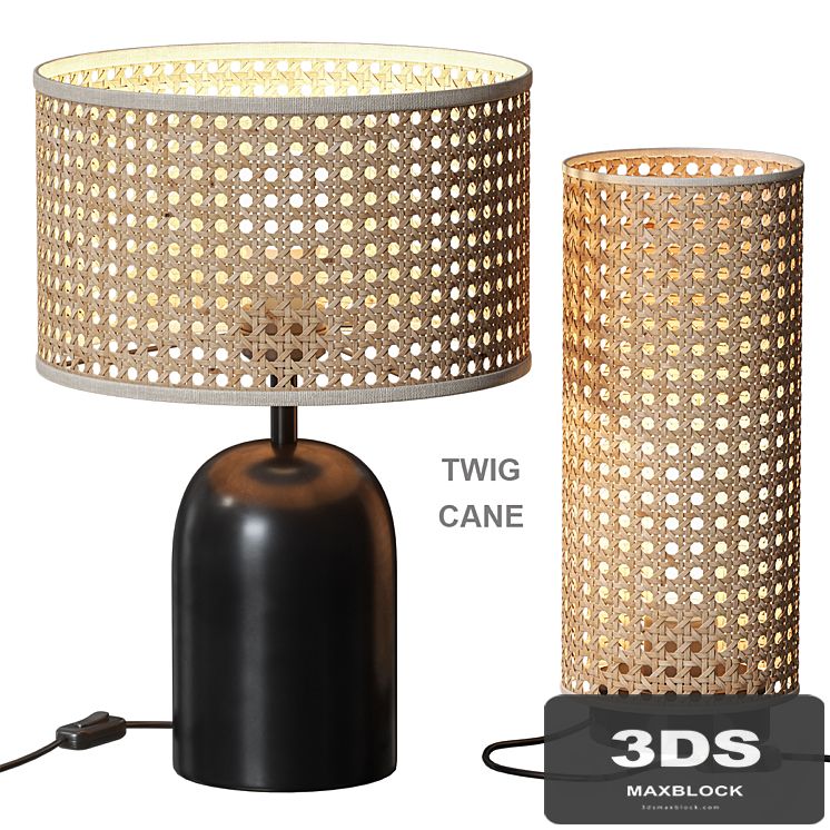 Twig / Cane Table Lamp with Rattan Keria