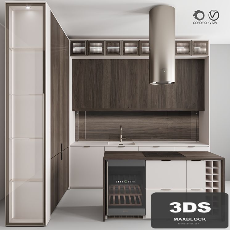 Kitchen No. 100 "Dark Wood and Beige"