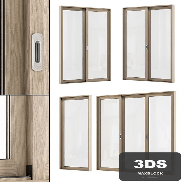 Sliding Wooden Window Modern - Windows Set 02