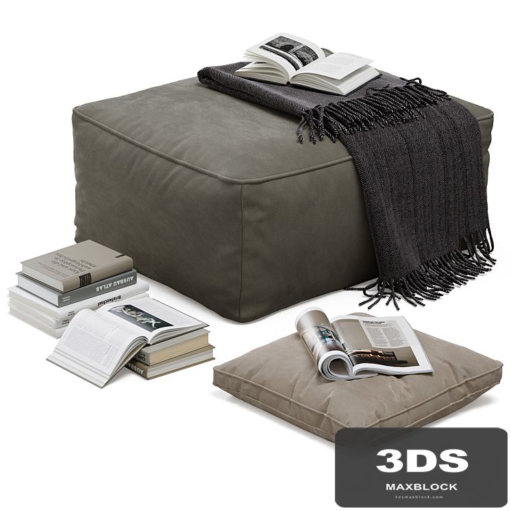 Floor decor set 001 with pouf and books