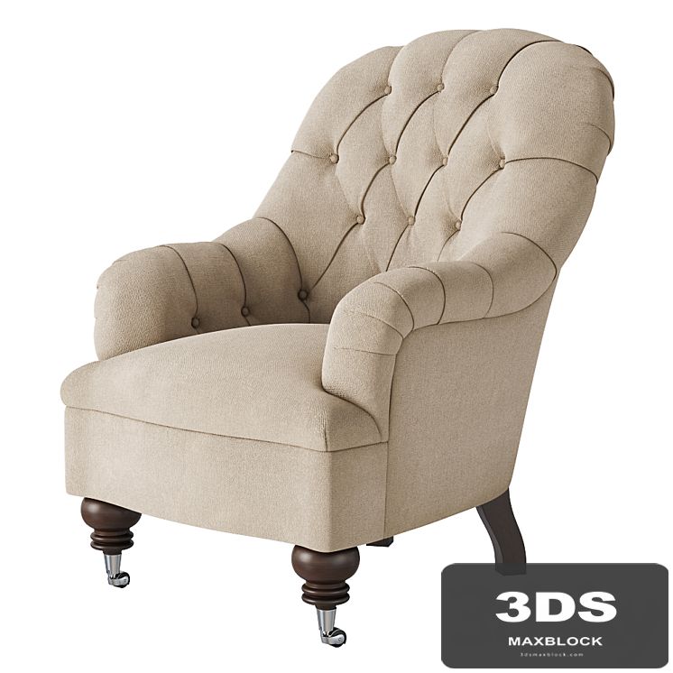 Classic Quilted Armchair on wheels