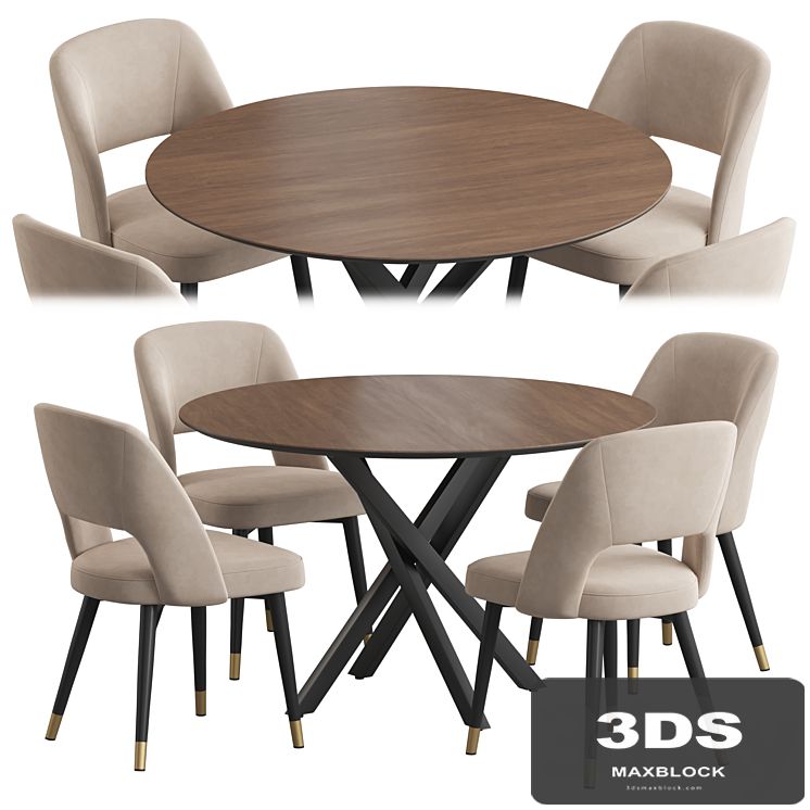 Ritz table Hudson stool dining set
