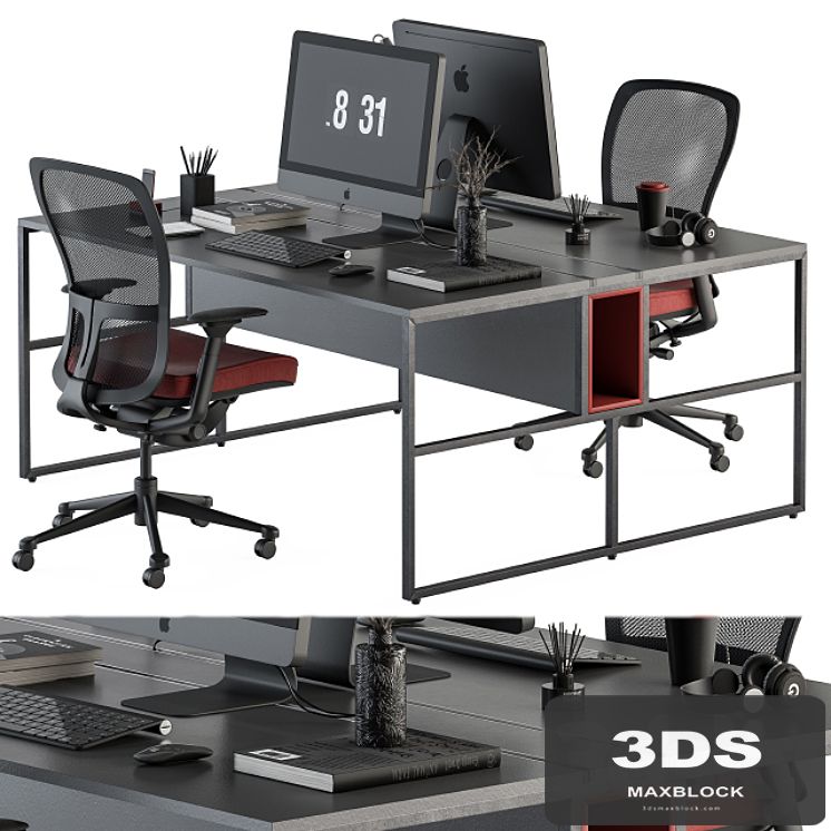 employee Set Red and Black - Office Furniture 245