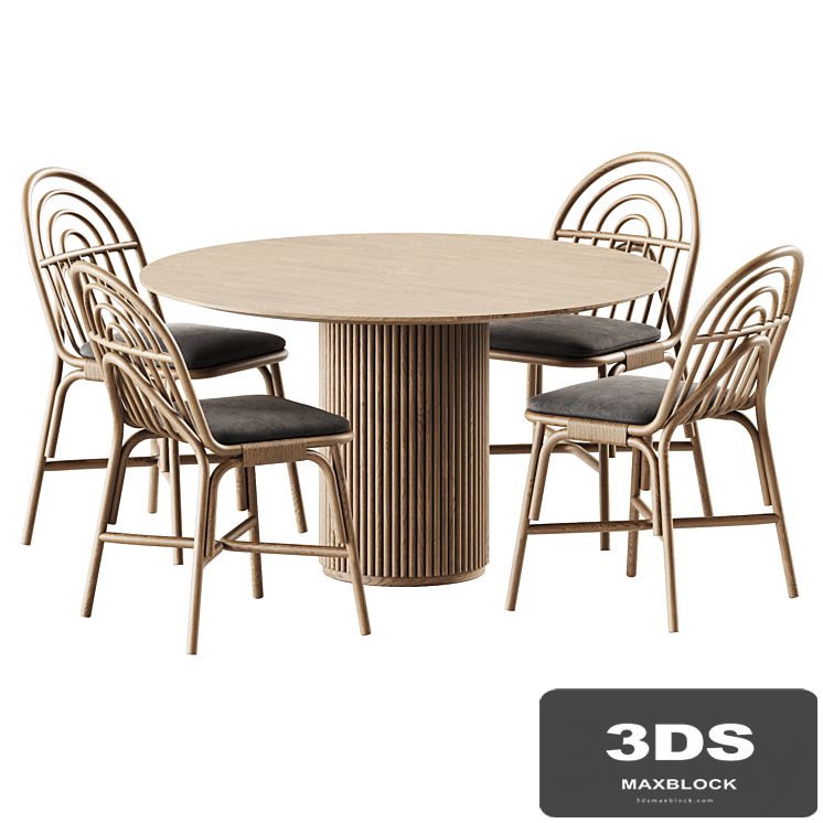 Table Palais royal By asplund and Chair Rotin by Guillaume Delvigne