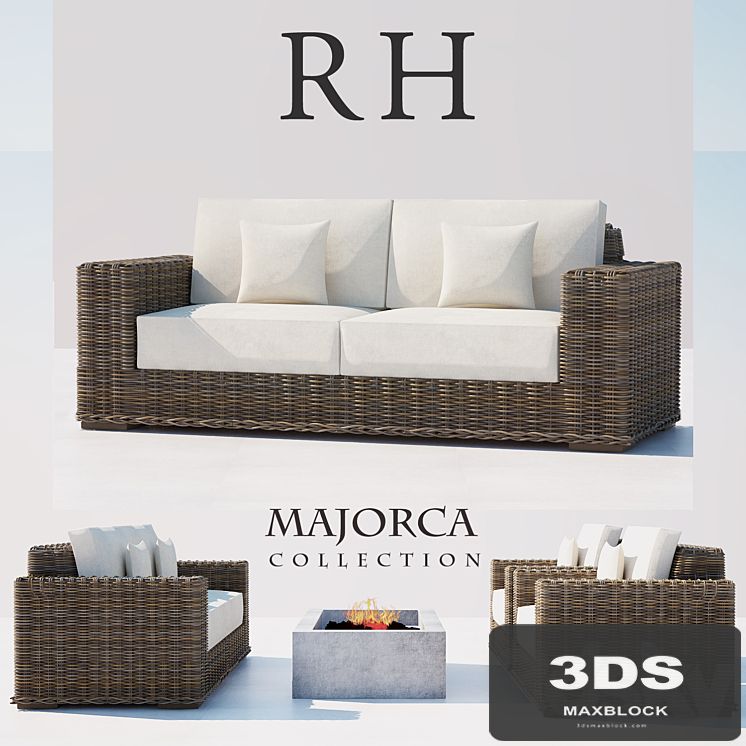 RH RATTAN SOFA SET