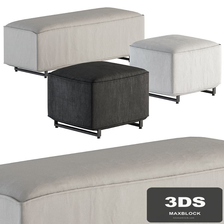 Two Type Bench - Pouf Set 01