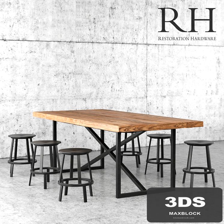 Restoration Hardware dining table and stools