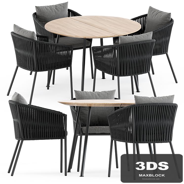 Porto Dining Chair by burkedecor and Agave table by ethimo