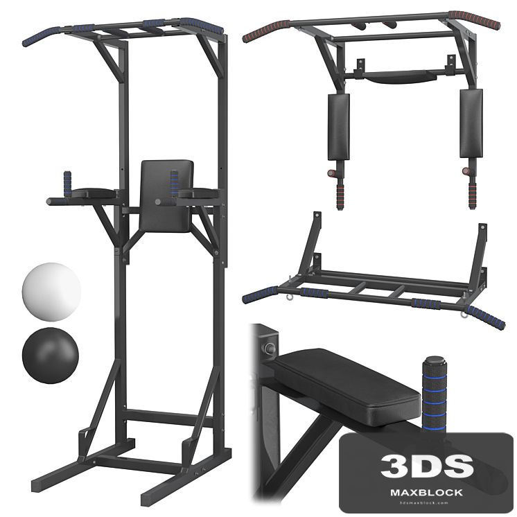 Set - wall horizontal bar, horizontal bar 3 in 1 and full horizontal bar-bars-press