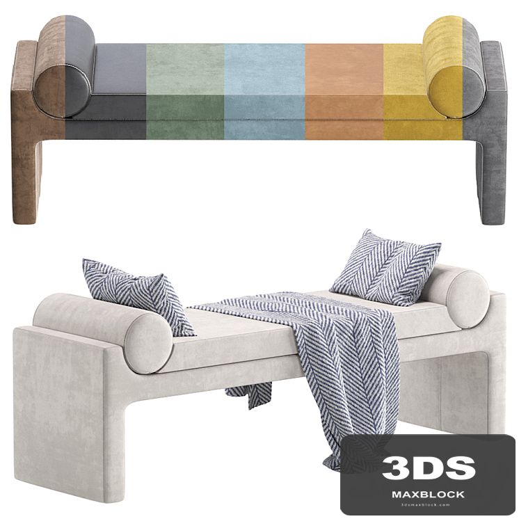 Coco Republic Bleecker Bench Velvet and Leather 8 set