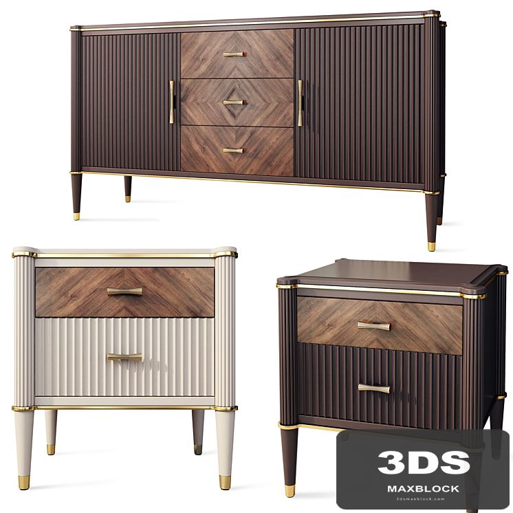 Chest of drawers and bedside tables Venice. Nightstand, sideboard by Classico Italiano
