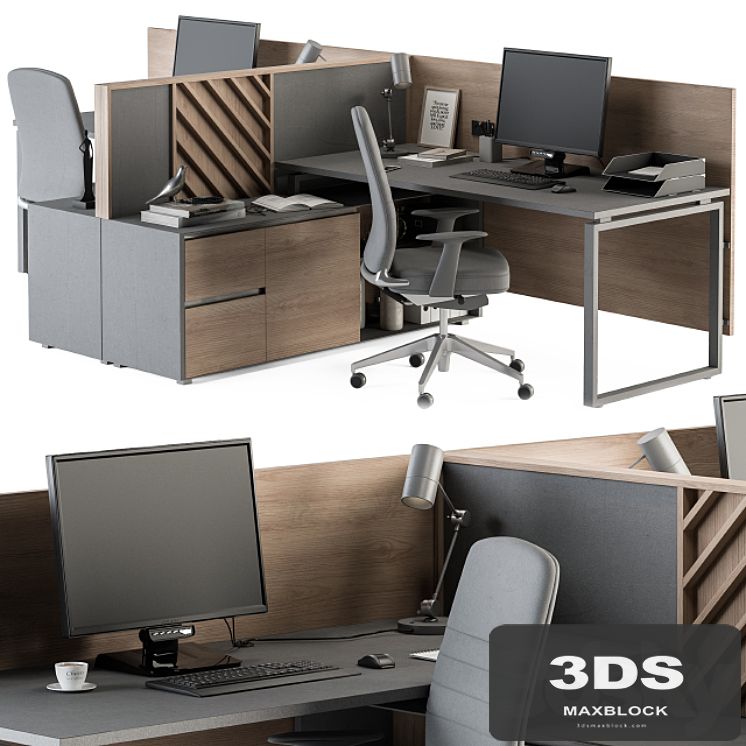 Employee Set Wood and Gray - Office Furniture 250