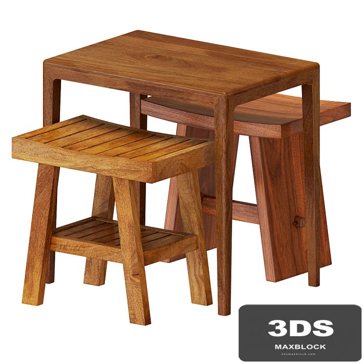 Zara Wooden Table And Stools