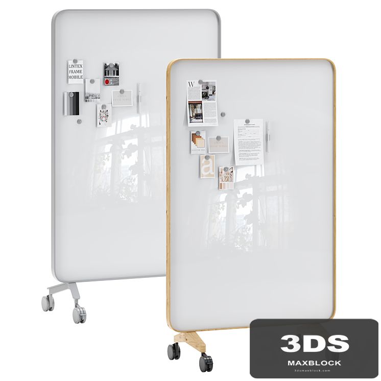 Lintex Frame Mobile double-sided glassboard with a bentwood frame