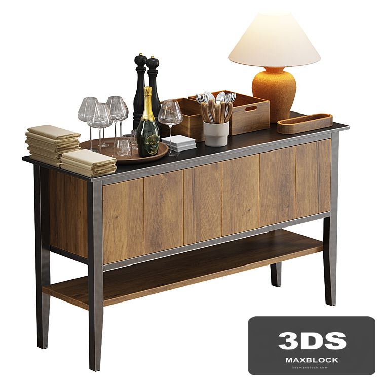 Waiter station with items