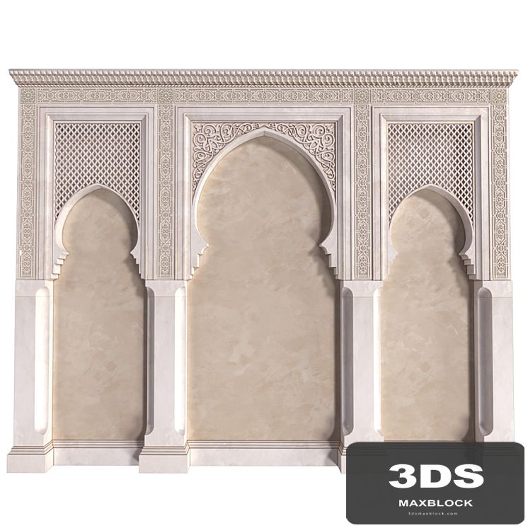 Arch in oriental style. Arab decorative wall. Arabic wall.Oriental Wall paneling