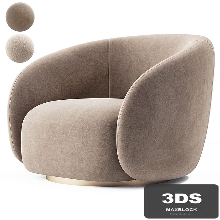 EICHHOLTZ Swivel Armchair BRICE Boucle Cream