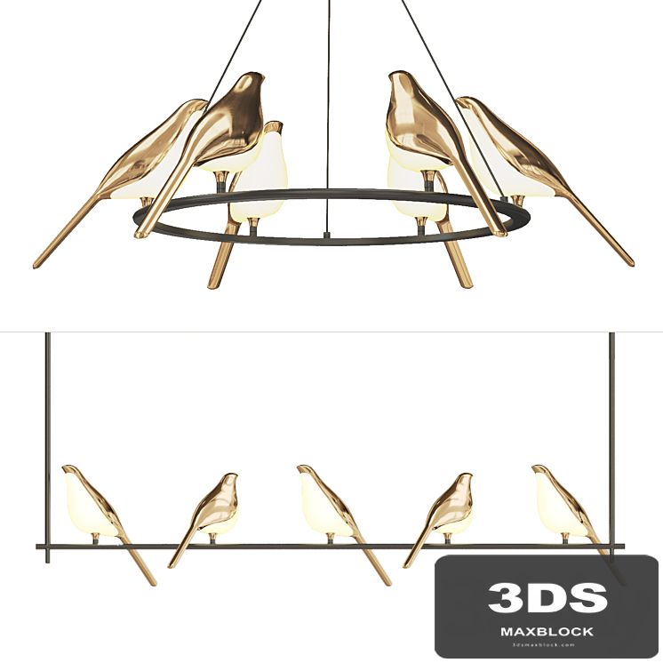 Bird-shaped chandelier NOMI