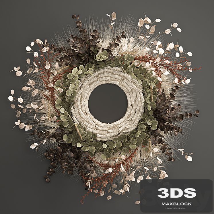 Bouquet wreath wall decor made of wheat, dried flower, Lunnik. 220.
