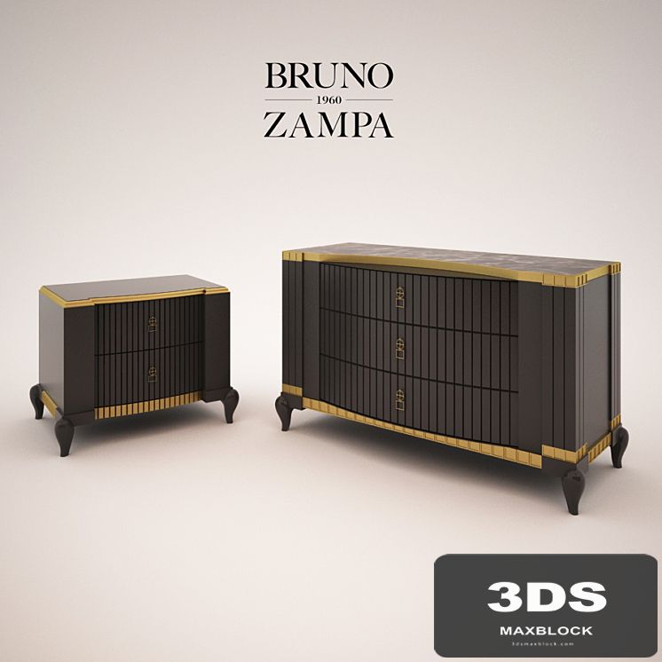 Chest of drawers and bedside cabinet Bruno Zampa