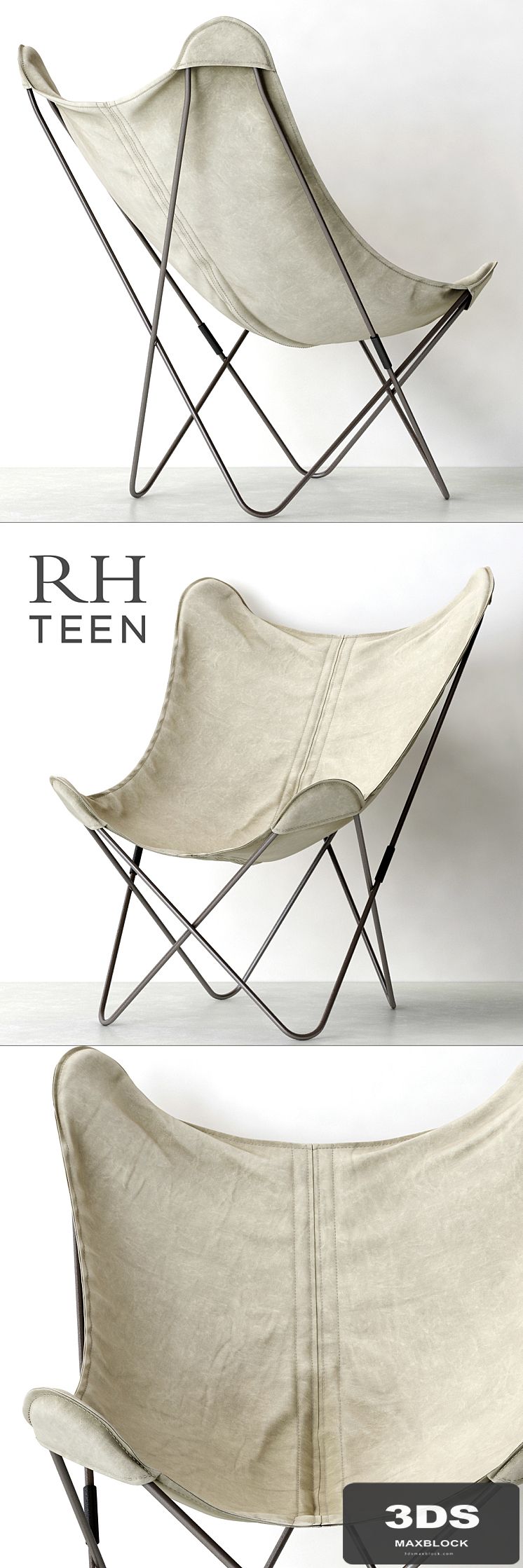 RH / TYE STONEWASHED CANVAS BUTTERFLY CHAIR