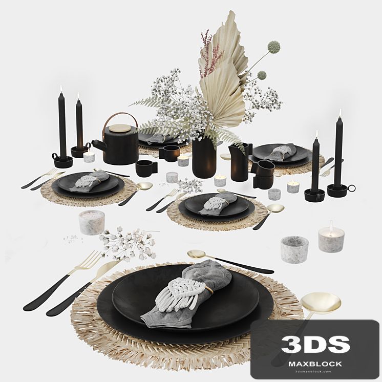 Table Set With Macrame and Dry Flowers