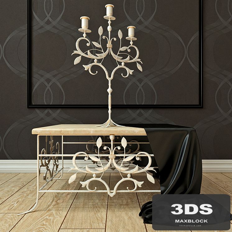 Forged table and the candlestick
