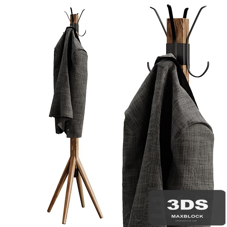 Wooden floor hanger jacket, clothes, hallway