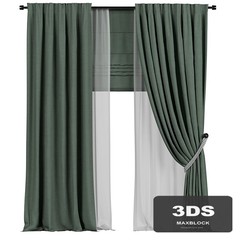 Tulle and roman curtains in the back