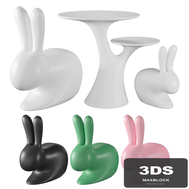 Qeeboo Rabbit Chair and Rabbit Tree