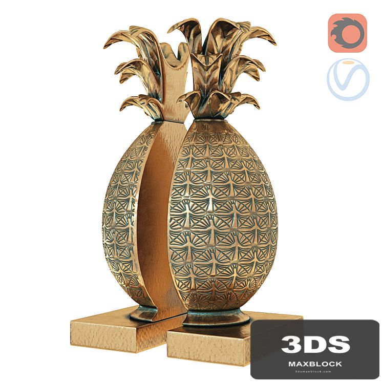 Pineapple Book Ends Brass