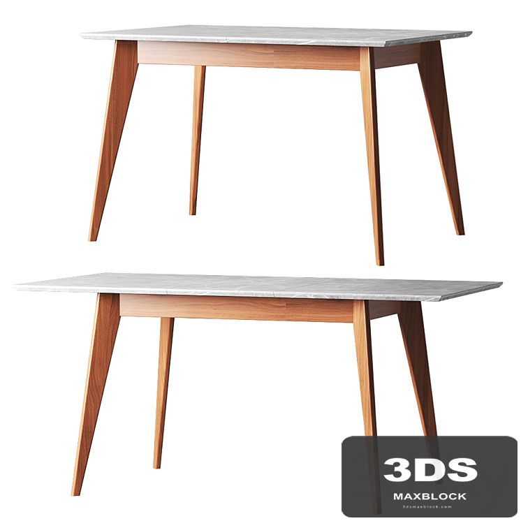 Dining table gray-marble 120-160 cm R-Home