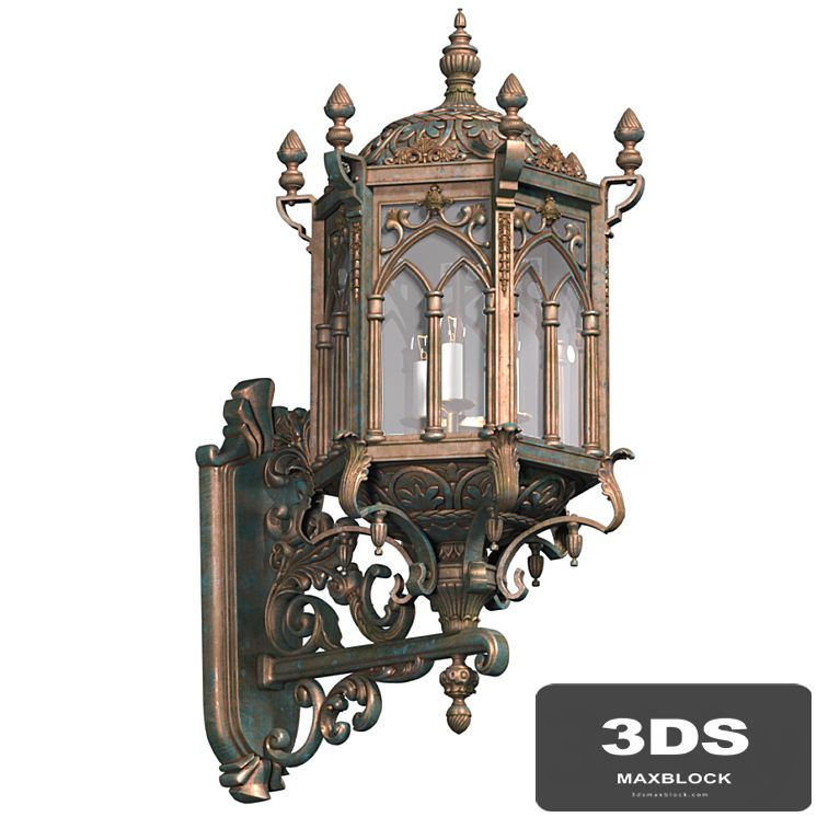 Copper outdoor wall Lantern lamp in oriental style. Arabic Streetlight Wall Lighted Copper Sconce