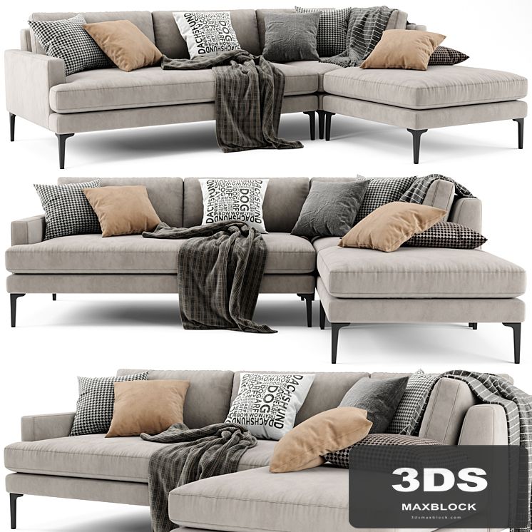 West Elm Andes Sectional Chaise Sofa