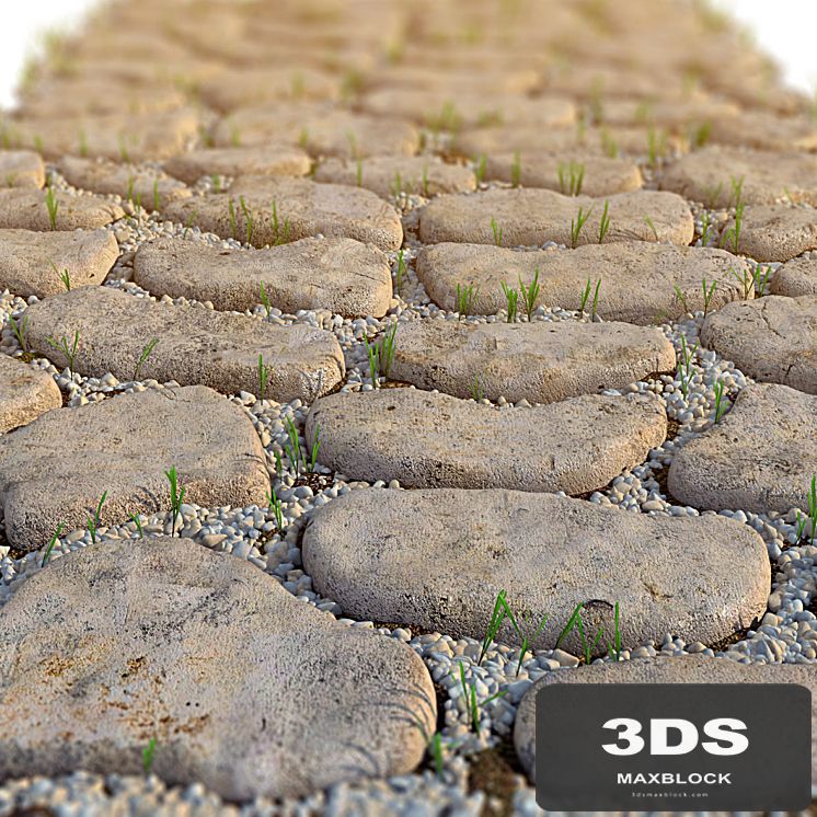 Decorative walkway with pebbles