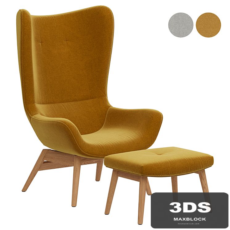 Armchair with curved edges and footrest, Crueso La Redoute