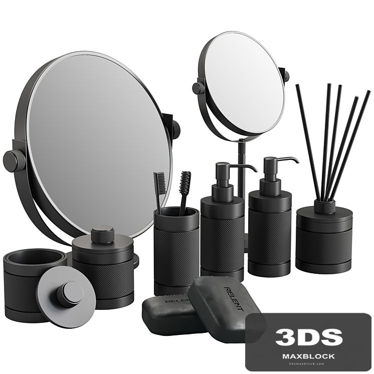 088 Bathroom Decor Set Accessories Charcoal Matte 00