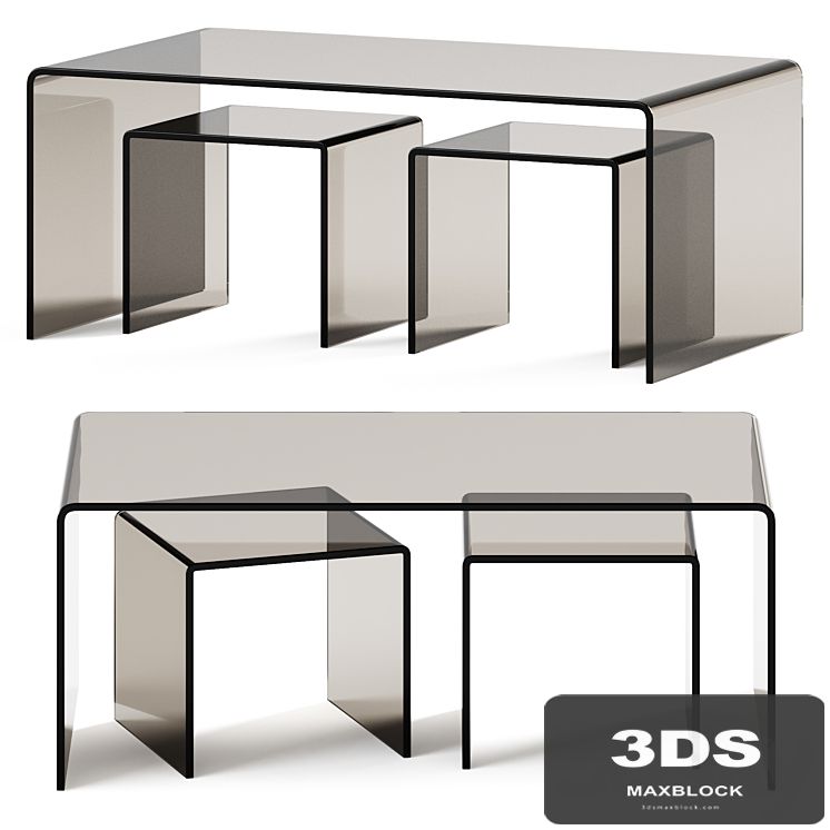 Coffee Table set Clear Club by Kare Design / Glass table