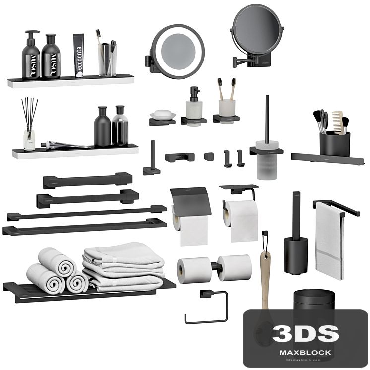 Hansgrohe set of bathroom accessories and decor