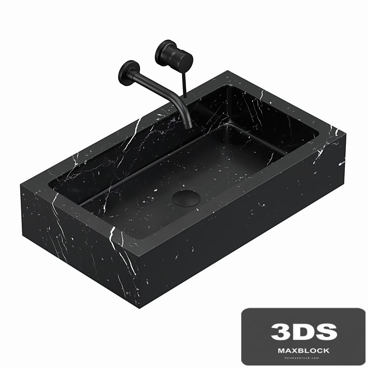 Sink (washbasin) Biruta black marble and mixer Solitario