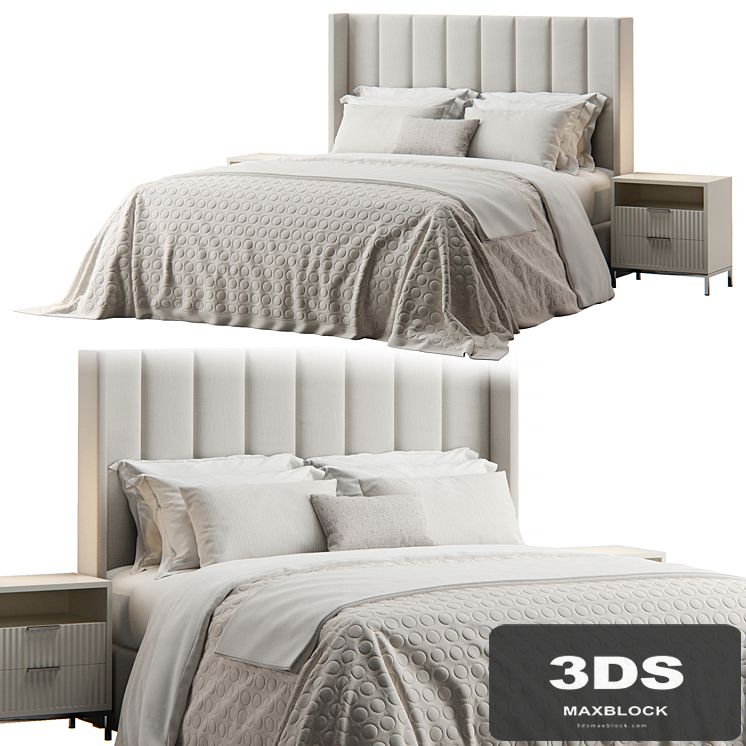 Emilie Upholstered Fabric Wing Headboard Bed