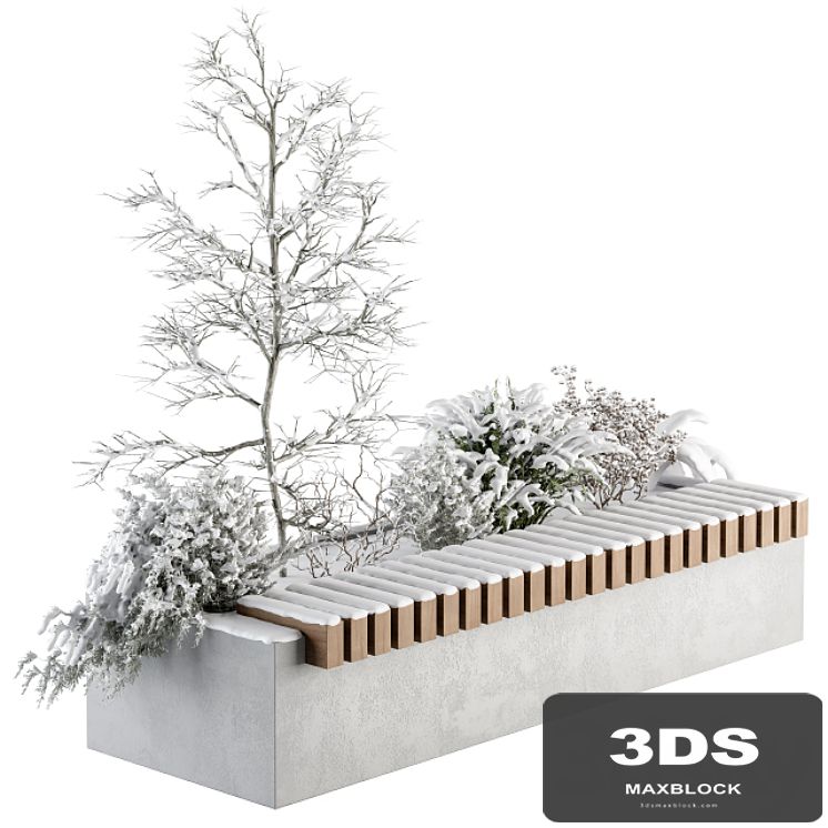 Urban Furniture snowy Bench with Plants- Set 32