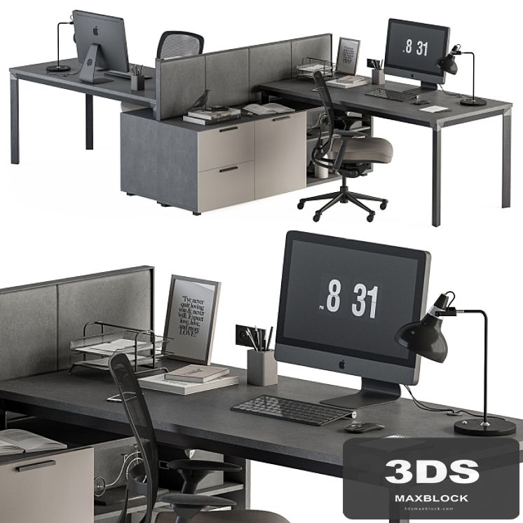 Employee Set Brown and Black - Office Furniture 254
